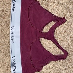 Maroon Calvin Klein sports bra
